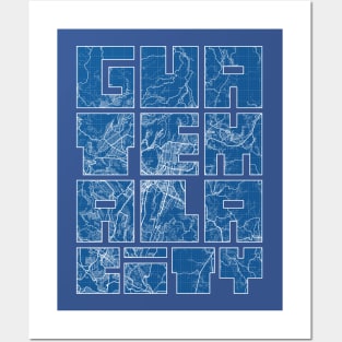 Guatemala Map Typography - Blueprint Posters and Art